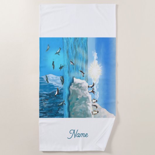 Beachtowel Pinguin GB Strandlaken (Voorkant)