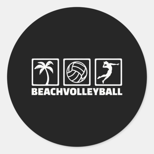 Beachvolleybal iconen ronde sticker (Voorkant)