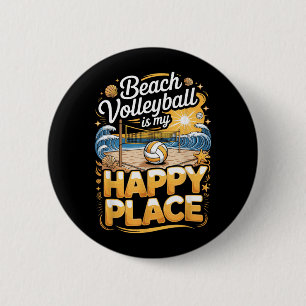 Beachvolleybal is Mijn Gelukkige Plek Speler Ronde Button 5,7 Cm