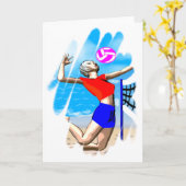 Beachvolleybal Meisje Wenskaart Kaart (Gele Bloem)