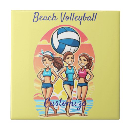 Beachvolleybal Meisjes Thunder_Cove Tegeltje (Voorkant)