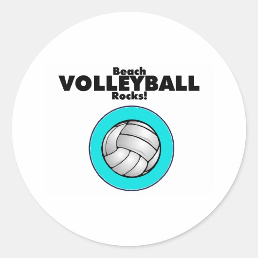 Beachvolleybal rotsen ronde sticker (Voorkant)
