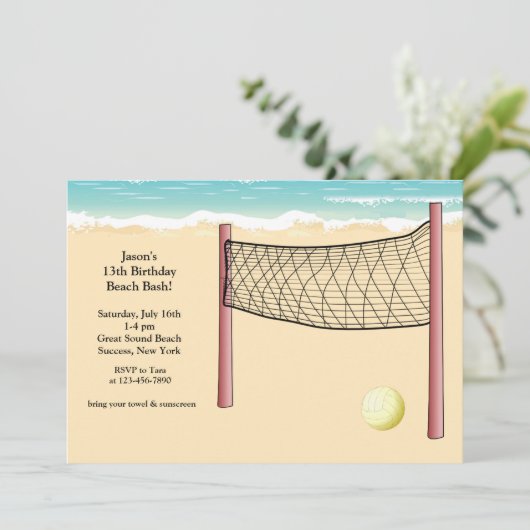 Beachvolleybal uitnodiging (Staand voorkant)