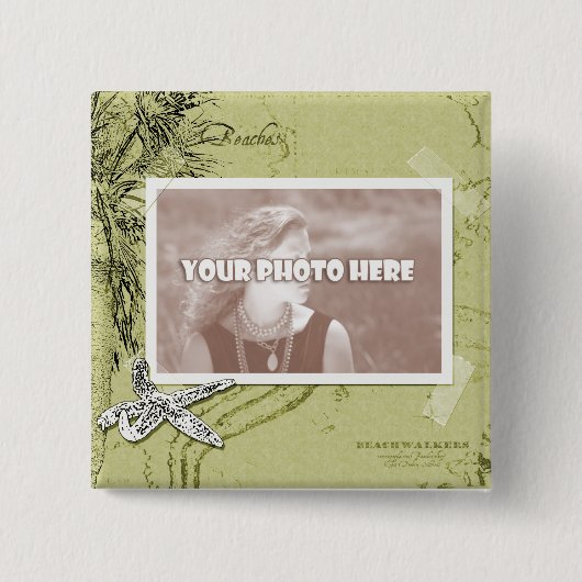Beachwalker Collage - Kiwi Vierkante Button 5,1 Cm (Voorkant)