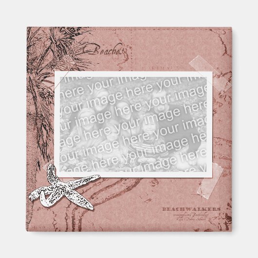 Beachwalker Collage - Sepia Magneet (Voorkant)