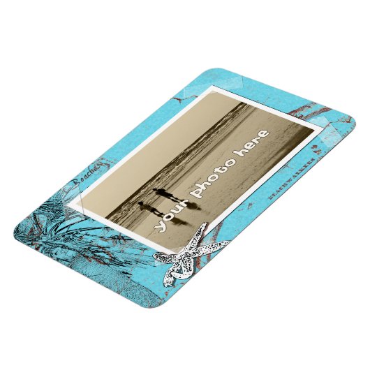 Beachwalker Collage Turquoise Aangepaste foto Grot Magneet (Linkerzijde)