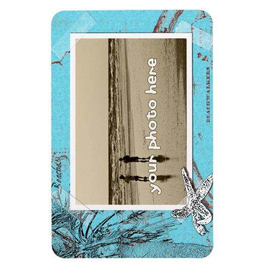 Beachwalker Collage Turquoise Aangepaste foto Grot Magneet (Verticaal)