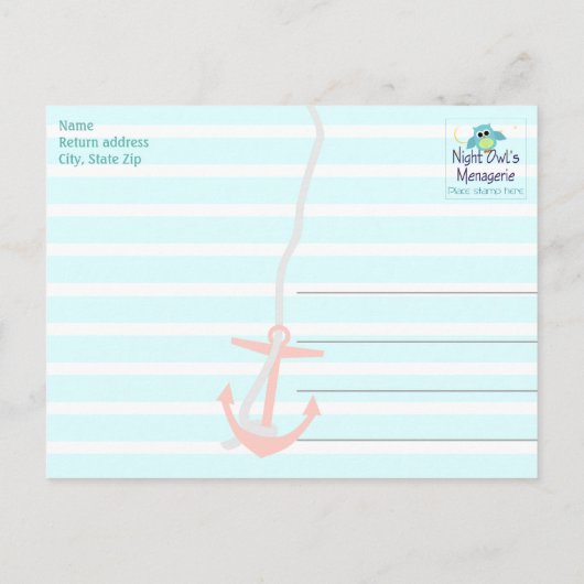 Beachy Anchor Bedankt Briefkaart (Achterkant)