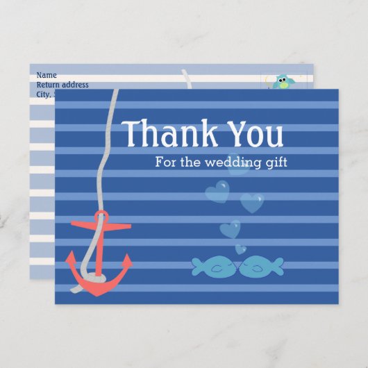 Beachy Anchor Bedankt Briefkaart (Voorkant / Achterkant)