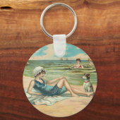 Beachy Antiek Seashore Illustratie Sleutelhanger (Voorkant)