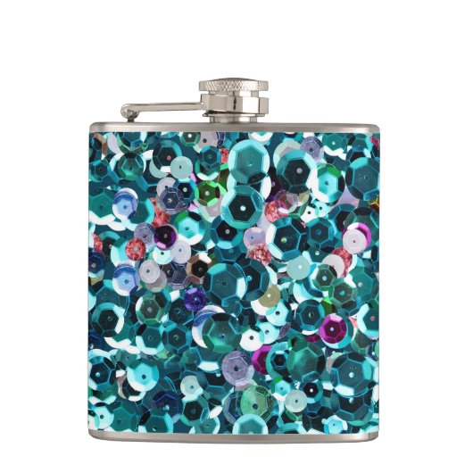 Beachy Aqua Blue Faux Sequins Heupfles (Voorkant)