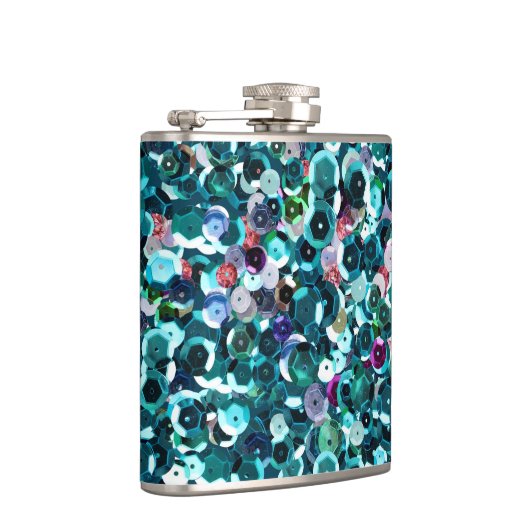 Beachy Aqua Blue Faux Sequins Heupfles (Rechts)