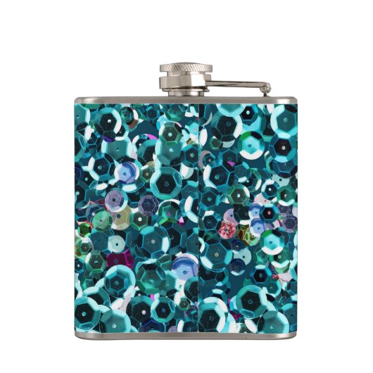 Beachy Aqua Blue Faux Sequins Heupfles (Achterkant)