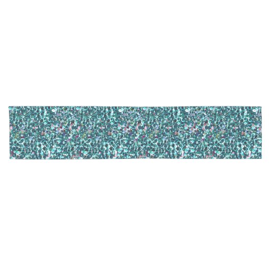 Beachy Aqua Blue Faux Sequins Korte Tafelloper (Horizontaal)