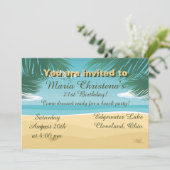 Beachy Birthday Celebration Invitation Kaart (Staand voorkant)