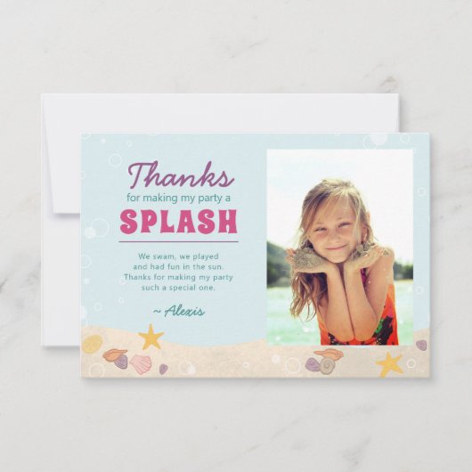 Beachy Birthday Mermaid Dank je Paarse Roze Blauw Bedankkaart (Voorkant)