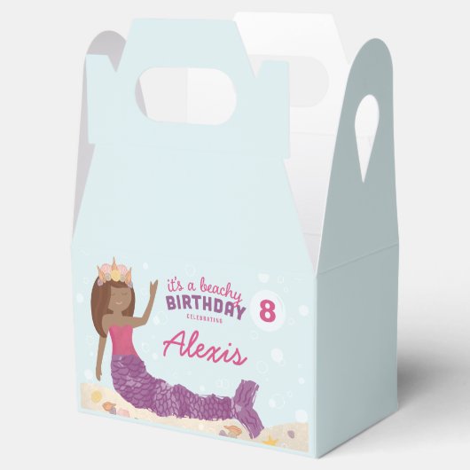 Beachy Birthday Mermaid Favor Box Roze Blauwgroen Bedankdoosjes (Geopend)