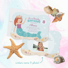Beachy Birthday Mermaid Invitation Paars Blauwgroe Kaart