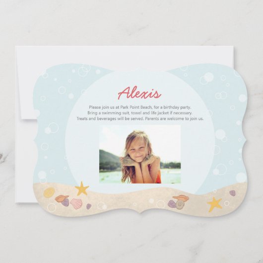 Beachy Birthday Mermaid Invitation Peach Blauwgroe Kaart (Achterkant)