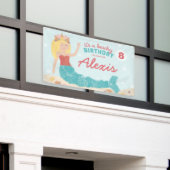 Beachy Birthday Mermaid Peach Blauwgroen banner (Buitenkant Gebouw)