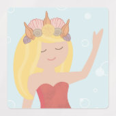 Beachy Birthday Mermaid Peach Blauwgroen Labels (Design 2)