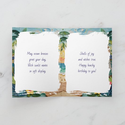 Beachy Birthday Poem Kaart (Binnen)