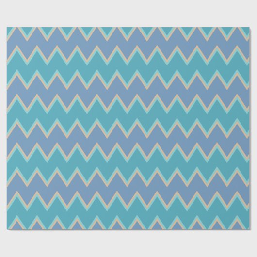 Beachy Blue Chevron Cadeaupapier (Vlak)