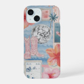 Beachy Blue Coquette Kustcollage Preppy Schattig iPhone 15 Case (Achterkant)