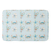 Beachy Blue Crab, Kreeft, Zeester, Zanddollar Badmat (Voorkant)