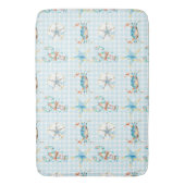 Beachy Blue Crab, Kreeft, Zeester, Zanddollar Badmat (Voorkant Verticaal)