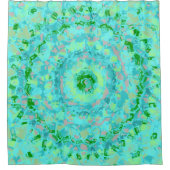 Beachy Blue en Green Abstract Douchegordijn (Voorkant)