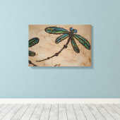 Beachy Blue en Green Dragonfly Flit Canvas Afdruk (Insitu (Houten vloer))