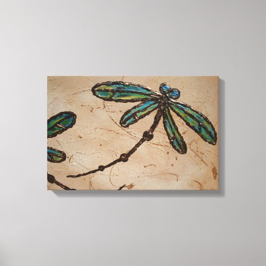 Beachy Blue en Green Dragonfly Flit Canvas Afdruk (Voorkant)
