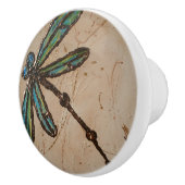 Beachy Blue en Green Dragonfly Flit Keramische Knop (Rechts)