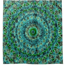 Beachy Blue en Green Spiderweb Douchegordijn