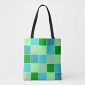 Beachy Blue en Green Squares Tote Bag (Voorkant)