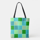 Beachy Blue en Green Squares Tote Bag (Achterkant)