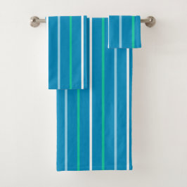 Beachy Blue en Green Striped Bad Handdoek