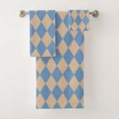 Beachy Blue en Tan Harlequin Bad Handdoek (Insitu)