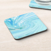Beachy Blue Ocean Abstract acryl gieten Bier Onderzetter (Linkerzijde)