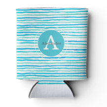 Beachy Blue Stripes Monogram Gepersonaliseerd