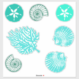 Beachy Blue Zand Dollar en Zeeschelpen Set Sticker