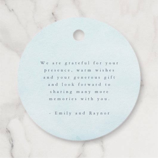 Beachy Blues Waterverf Beach Weddenschap Bedankt Bedankjes Labels (Achterkant)