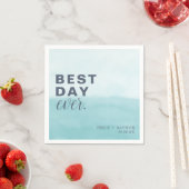 Beachy Blues Waterverf Beste dag van het huwelijk Servet (Insitu)