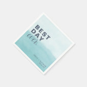 Beachy Blues Waterverf Beste dag van het huwelijk Servet (Hoek)