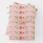 Beachy Boho Floral Greenery & Gold Specks Set van Inpakpapier Vel (In situ)