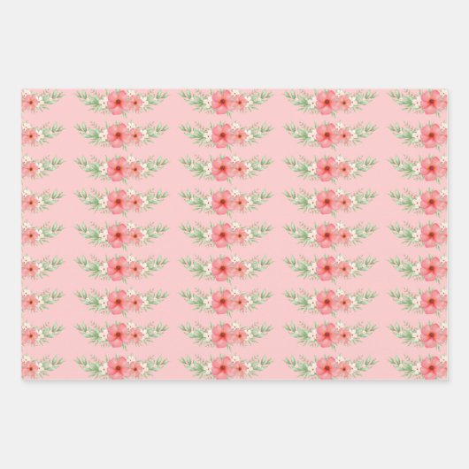 Beachy Boho Floral Greenery & Gold Specks Set van Inpakpapier Vel (Voorkant)
