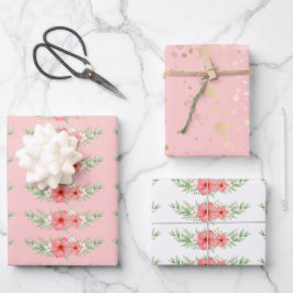 Beachy Boho Floral Greenery & Gold Specks Set van Inpakpapier Vel