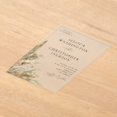 Beachy Boho Pampas Grass Bruiloft V2 Acryl Uitnodigingen (Laagn)