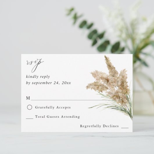 Beachy Boho Pampas Grass no Meal RSVP (Staand voorkant)